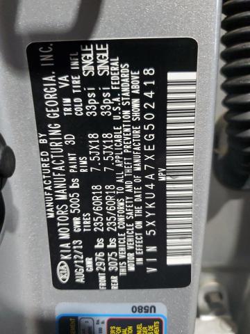 5XYKU4A7XEG502418 - 2014 KIA SORENTO EX SILVER photo 13