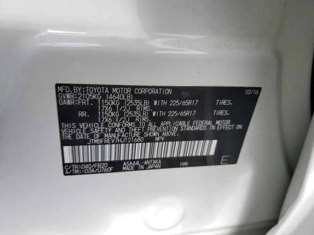 JTMBFREV7HJ121680 - 2017 TOYOTA RAV4 LE Ақ фото 13