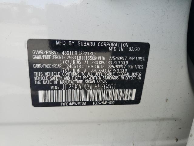 JF2SKADC5LH536401 - 2020 SUBARU FORESTER 白色 照片 13