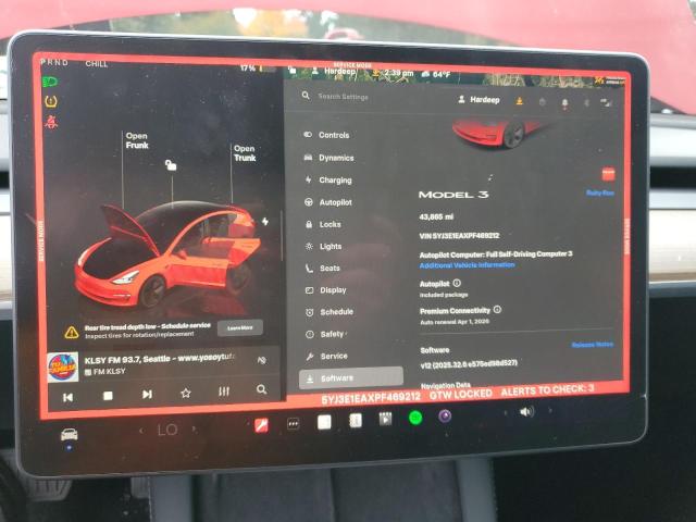 5YJ3E1EAXPF469212 - 2023 TESLA MODEL 3 RED photo 9