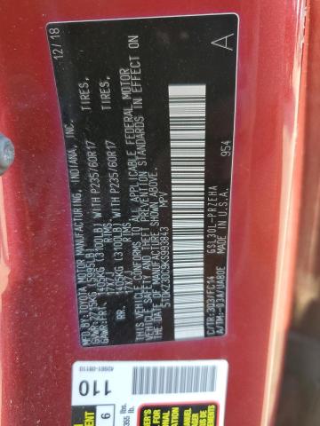 5TDKZ3DC9KS993843 - 2019 TOYOTA SIENNA LE BURGUNDY photo 13