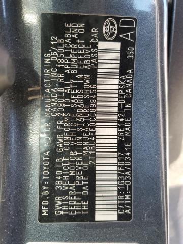 2T1BU4EE0CC898456 - 2012 TOYOTA COROLLA BASE 灰色 照片 12