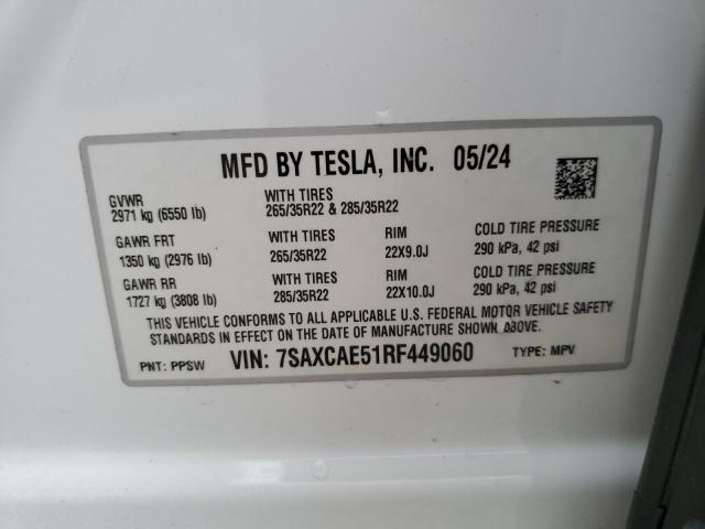 7SAXCAE51RF449060 - 2024 TESLA MODEL X Ağ foto 14