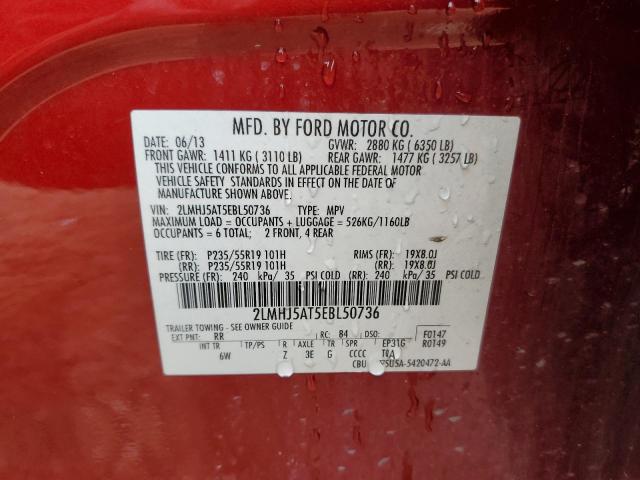 2LMHJ5AT5EBL50736 - 2014 LINCOLN MKT Красный фото 13