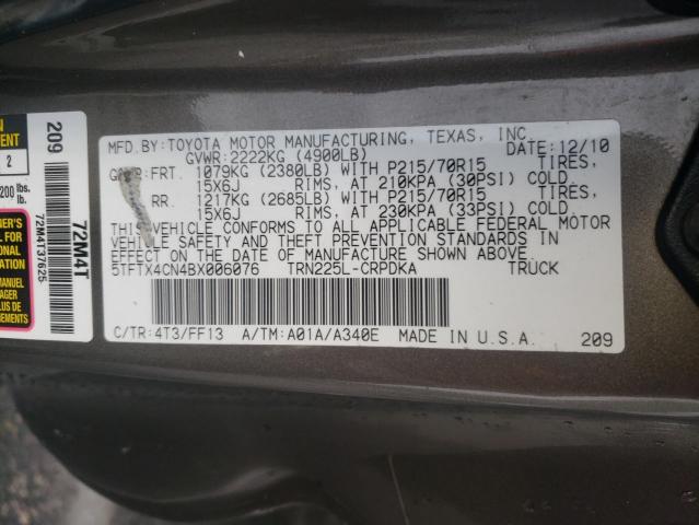 5TFTX4CN4BX006076 - 2011 TOYOTA TACOMA ACCESS CAB Сұр фото 12