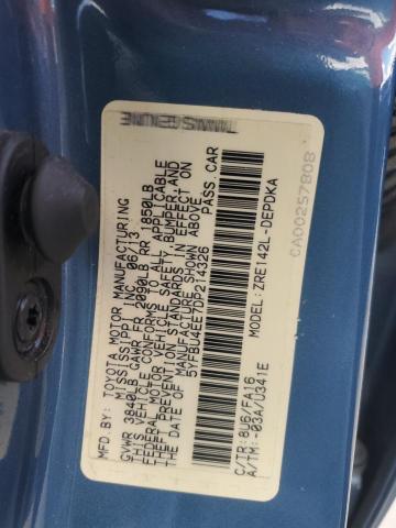 5YFBU4EE7DP214326 - 2013 TOYOTA COROLLA BASE Կապույտ լուսանկար 12