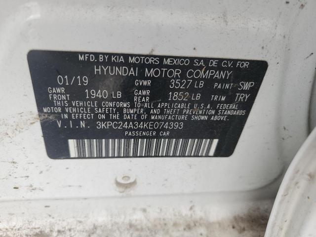 3KPC24A34KE074393 - 2019 HYUNDAI ACCENT SE 白色 照片 12