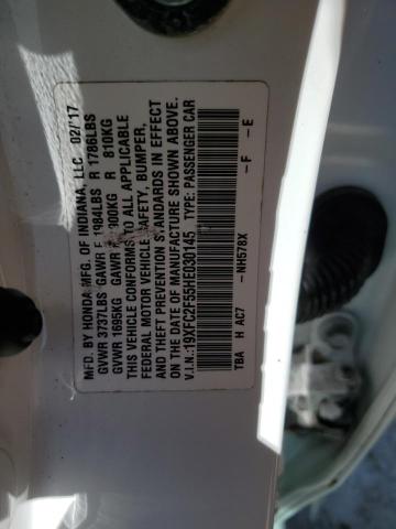 19XFC2F55HE030145 - 2017 HONDA CIVIC LX WHITE photo 13