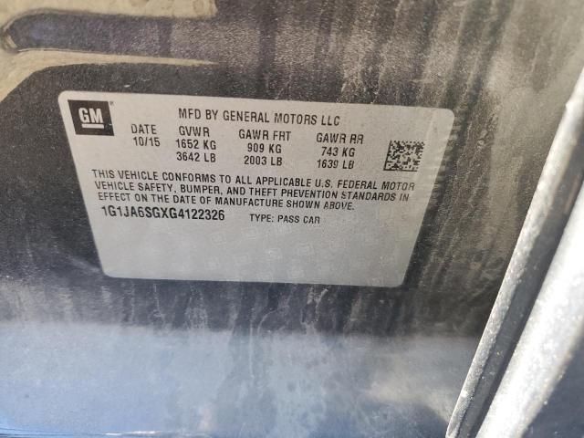 1G1JA6SGXG4122326 - 2016 CHEVROLET SONIC LS GRAY photo 12