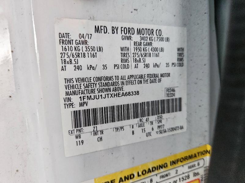 1FMJU1JTXHEA68338 - 2017 FORD EXPEDITION XLT Biały zdjęcie 13