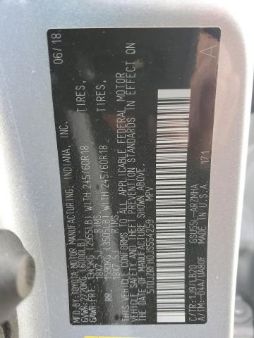 5TDJZRFH0JS554259 - 2018 TOYOTA HIGHLANDER SE ვერცხლისფერი ფოტო 13