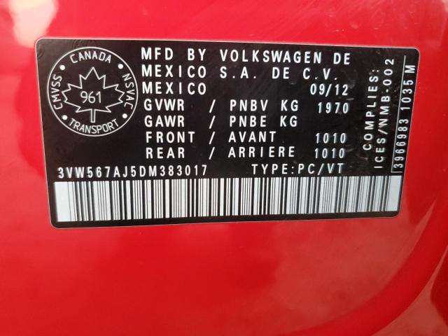 3VW567AJ5DM383017 - 2013 VOLKSWAGEN JETTA GLI RED photo 12