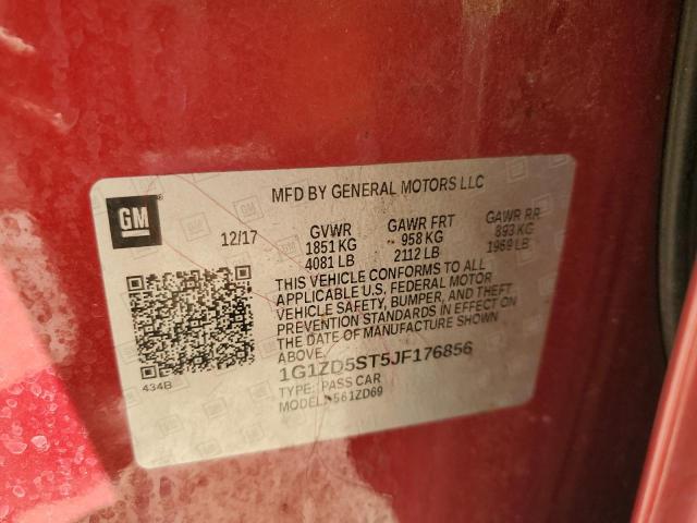 1G1ZD5ST5JF176856 - 2018 CHEVROLET MALIBU LT Kırmızı fotoğraf 12