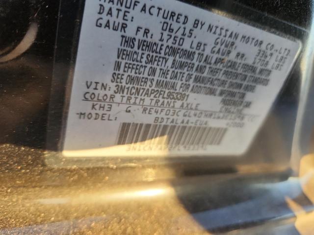 3N1CN7AP2FL953391 - 2015 NISSAN VERSA S BLACK photo 13