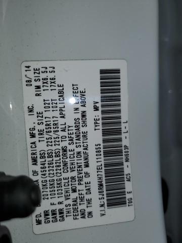 5J6RM4H77EL110855 - 2014 HONDA CR-V EXL WHITE photo 13