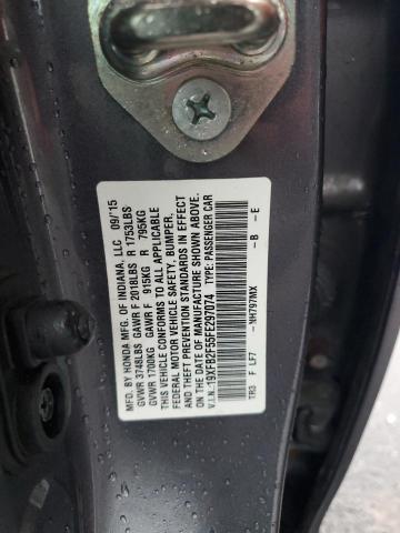 19XFB2F55FE297074 - 2015 HONDA CIVIC LX GRAY photo 13