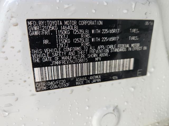 JTMRFREV7HJ108815 - 2017 TOYOTA RAV4 XLE WHITE photo 13