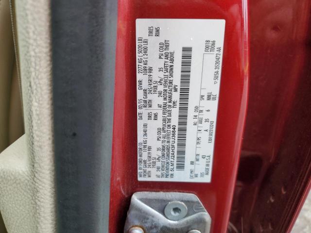 5LMTJ2AH3FUJ36840 - 2015 LINCOLN MKC Қызыл фото 13