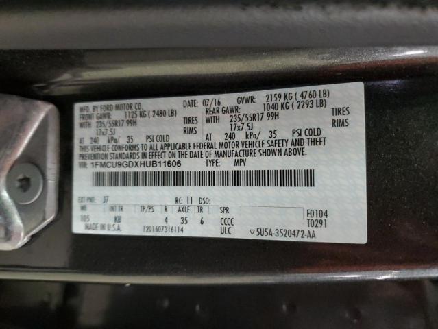 1FMCU9GDXHUB11606 - 2017 FORD ESCAPE SE GRAY photo 13
