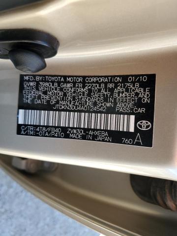 JTDKN3DU4A0124542 - 2010 TOYOTA PRIUS GOLD photo 12
