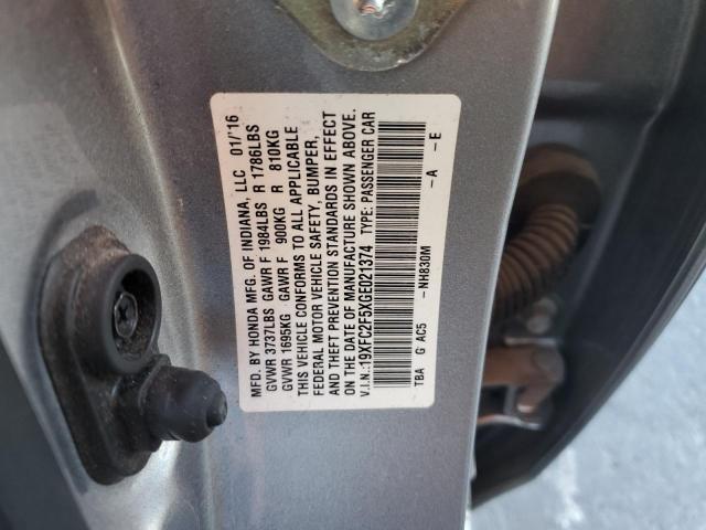 19XFC2F5XGE021374 - 2016 HONDA CIVIC LX 银色 照片 12