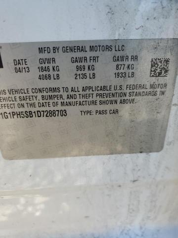 1G1PH5SB1D7288703 - 2013 CHEVROLET CRUZE ECO WHITE photo 12