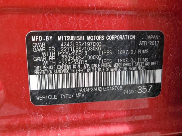 JA4AP3AU6HZ049708 - 2017 MITSUBISHI OUTLANDER ES 红色 照片 12