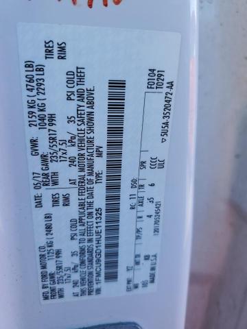 1FMCU9GD1HUE11325 - 2017 FORD ESCAPE SE WHITE photo 13