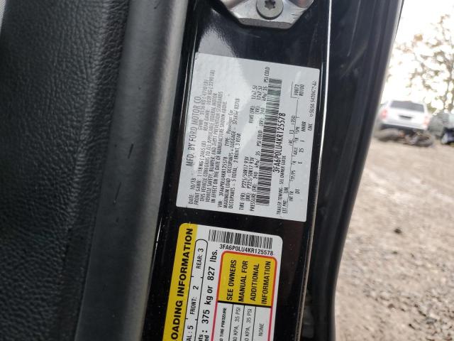 3FA6P0LU4KR125578 - 2019 FORD FUSION SE 黑色 照片 12