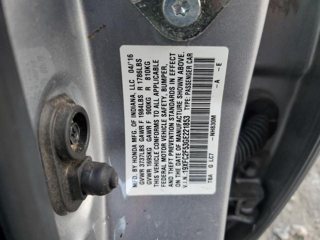 19XFC2F53GE221853 - 2016 HONDA CIVIC LX SILVER photo 13