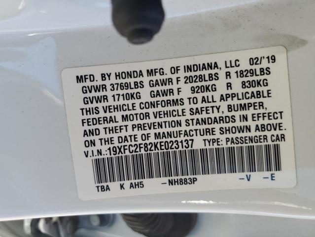 19XFC2F82KE023137 - 2019 HONDA CIVIC SPORT 白色 照片 12