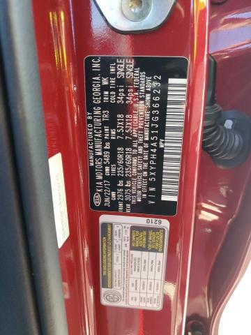 5XYPH4A51JG366232 - 2018 KIA SORENTO EX წითელი ფოტო 13