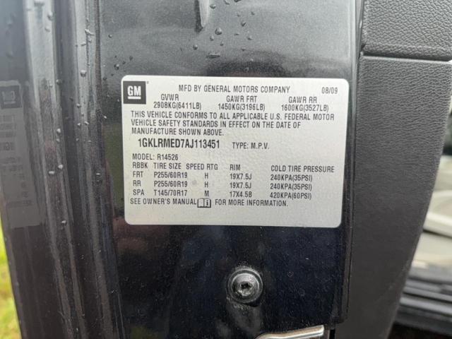 1GKLRMED7AJ113451 - 2010 GMC ACADIA SLT-1 黑色 照片 10