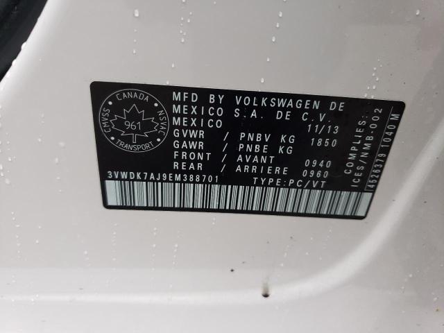 3VWDK7AJ9EM388701 - 2014 VOLKSWAGEN JETTA SE WHITE photo 12