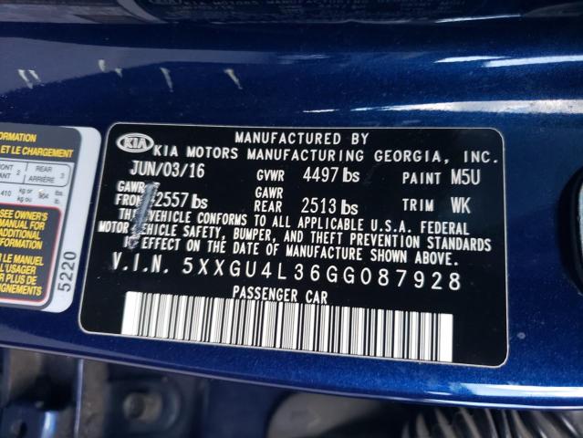 5XXGU4L36GG087928 - 2016 KIA OPTIMA EX Mavi fotoğraf 13