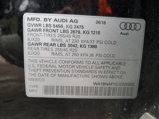 WA1BNAFY2J2200925 - 2018 AUDI Q5 PREMIUM PLUS 黑色 照片 13