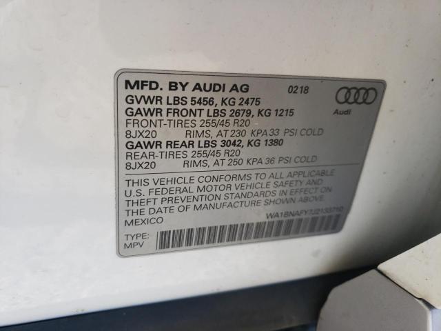 WA1BNAFY7J2133710 - 2018 AUDI Q5 PREMIUM PLUS 白色 照片 13