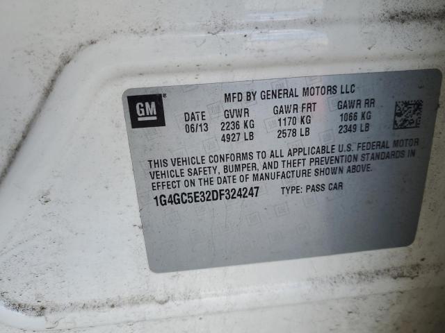 1G4GC5E32DF324247 - 2013 BUICK LACROSSE Blanc photo 12