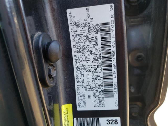 3TMJU4GN9EM166393 - 2014 TOYOTA TACOMA DOUBLE CAB PRERUNNER GRAY photo 12