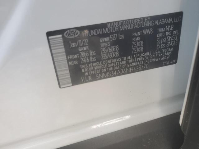 5NMS34AJ6NH423770 - 2022 HYUNDAI SANTA FE SEL 白色 照片 13