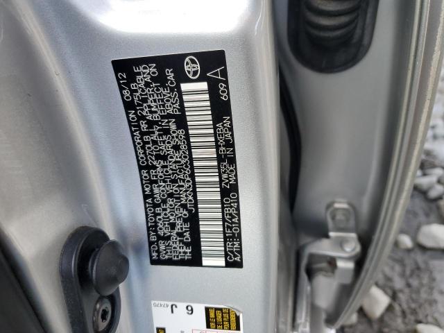 JTDKN3DP6C3028598 - 2012 TOYOTA PRIUS PLUG SILVER photo 12