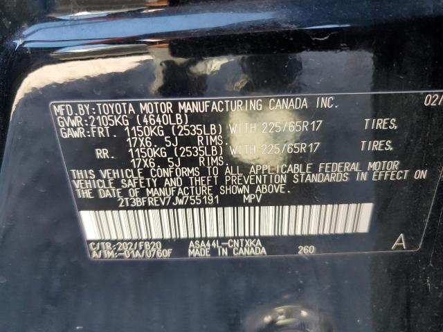 2T3BFREV7JW755191 - 2018 TOYOTA RAV4 LE BLACK photo 12