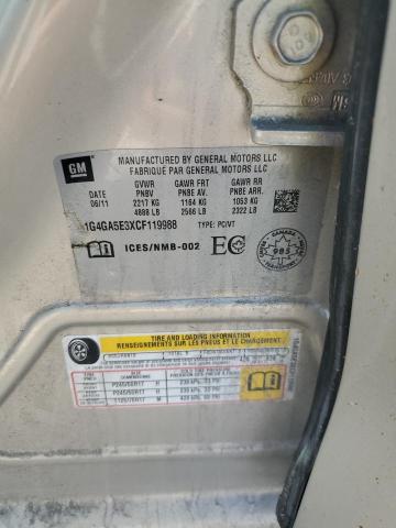 1G4GA5E3XCF119988 - 2012 BUICK LACROSSE Braun Foto 12