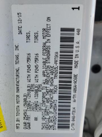 5TFAX5GN1GX058473 - 2016 TOYOTA TACOMA DOUBLE CAB WHITE photo 12