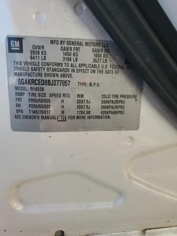 5GAKRCED8BJ277957 - 2011 BUICK ENCLAVE CXL CREAM photo 13