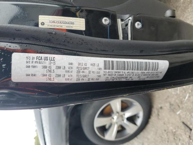 1C4NJCEA2GD643300 - 2016 JEEP COMPASS LATITUDE შავი ფოტო 13