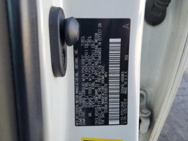 5TDBK3EH8CS109519 - 2012 TOYOTA HIGHLANDER BASE Weiß Foto 14