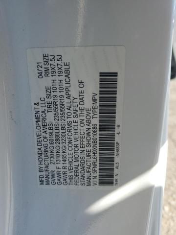 5FNRL6H9XNB010886 - 2022 HONDA ODYSSEY ELITE WHITE photo 14