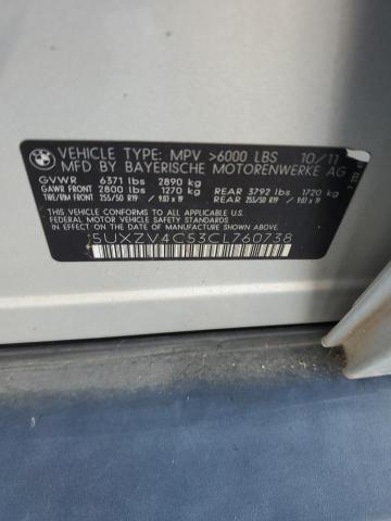 5UXZV4C53CL760738 - 2012 BMW X5 XDRIVE35I SILVER photo 13