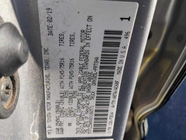 5TFCZ5ANXKX186571 - 2019 TOYOTA TACOMA DOUBLE CAB Күміс фото 10